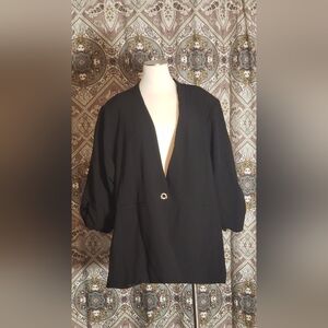 🦄 NWT 5X / 28W Torrid Boyfriend Blazer with 3/4 Shirred Sleeves; Black
